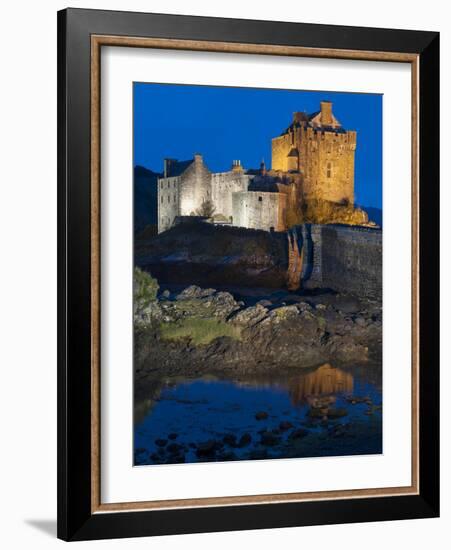 Eilean Donan (Eilean Donnan) Castle Illuminated, Dornie, Loch Duich, Highlands Region, Scotland-Chris Hepburn-Framed Photographic Print