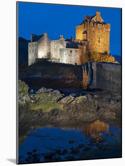 Eilean Donan (Eilean Donnan) Castle Illuminated, Dornie, Loch Duich, Highlands Region, Scotland-Chris Hepburn-Mounted Photographic Print