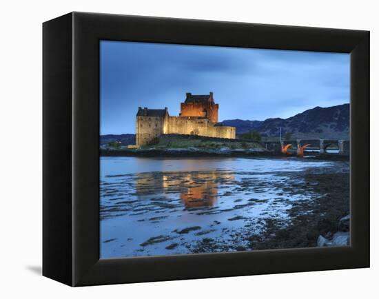 Eilean Donan (Eilean Donnan) Castle Illuminated, Dornie, Loch Duich, Highlands Region, Scotland-Chris Hepburn-Framed Premier Image Canvas