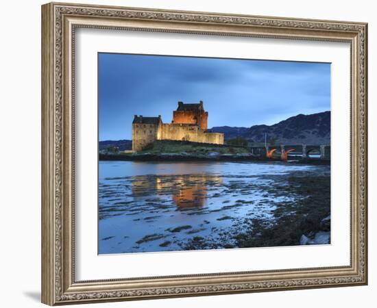 Eilean Donan (Eilean Donnan) Castle Illuminated, Dornie, Loch Duich, Highlands Region, Scotland-Chris Hepburn-Framed Photographic Print