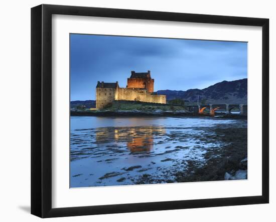 Eilean Donan (Eilean Donnan) Castle Illuminated, Dornie, Loch Duich, Highlands Region, Scotland-Chris Hepburn-Framed Photographic Print