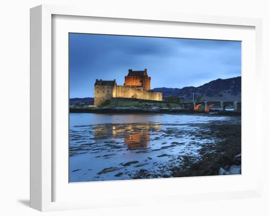 Eilean Donan (Eilean Donnan) Castle Illuminated, Dornie, Loch Duich, Highlands Region, Scotland-Chris Hepburn-Framed Photographic Print