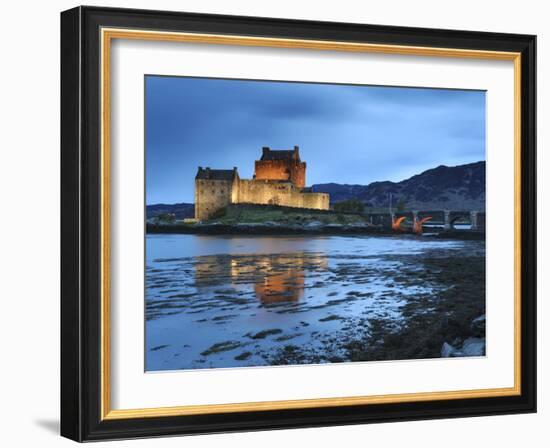 Eilean Donan (Eilean Donnan) Castle Illuminated, Dornie, Loch Duich, Highlands Region, Scotland-Chris Hepburn-Framed Photographic Print