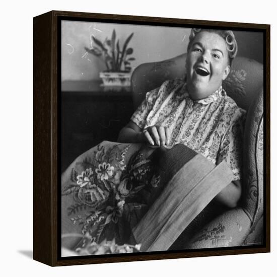 Eileen Farrell at Home Doing Needlepoint-Gordon Parks-Framed Premier Image Canvas