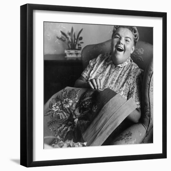 Eileen Farrell at Home Doing Needlepoint-Gordon Parks-Framed Premium Photographic Print