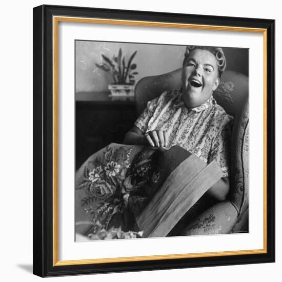 Eileen Farrell at Home Doing Needlepoint-Gordon Parks-Framed Premium Photographic Print