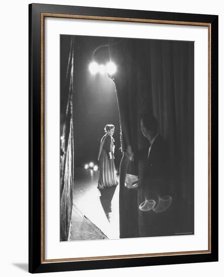 Eileen Farrell Talking Bow After Her Debut Performance in 'Alcestis' at Met-Peter Stackpole-Framed Premium Photographic Print