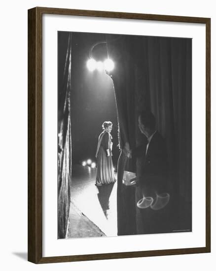 Eileen Farrell Talking Bow After Her Debut Performance in 'Alcestis' at Met-Peter Stackpole-Framed Premium Photographic Print