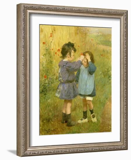 Ein Blümchen für die kleine Schwester-Victor Gabriel Gilbert-Framed Giclee Print