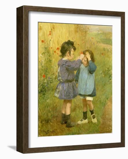 Ein Blümchen für die kleine Schwester-Victor Gabriel Gilbert-Framed Giclee Print