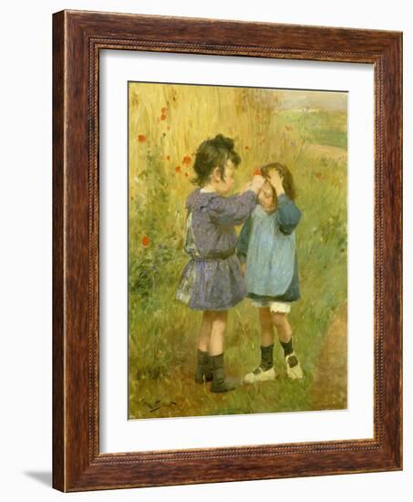 Ein Blümchen für die kleine Schwester-Victor Gabriel Gilbert-Framed Giclee Print