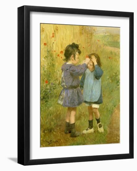 Ein Blümchen für die kleine Schwester-Victor Gabriel Gilbert-Framed Giclee Print