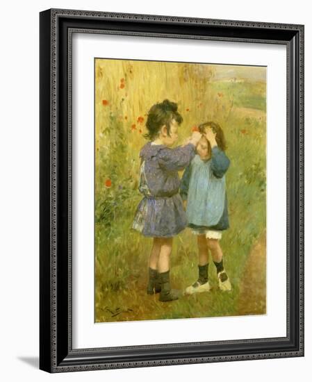 Ein Blümchen für die kleine Schwester-Victor Gabriel Gilbert-Framed Giclee Print