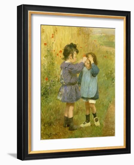 Ein Blümchen für die kleine Schwester-Victor Gabriel Gilbert-Framed Giclee Print