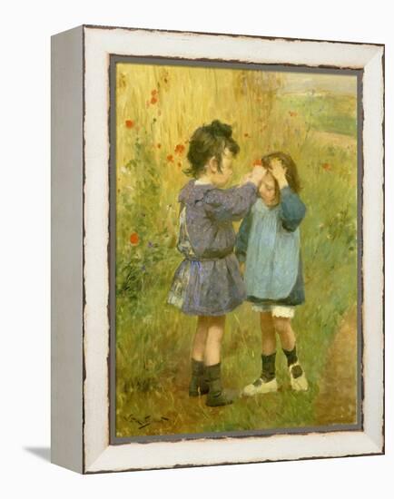 Ein Blümchen für die kleine Schwester-Victor Gabriel Gilbert-Framed Premier Image Canvas