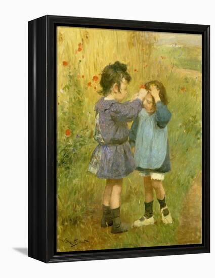 Ein Blümchen für die kleine Schwester-Victor Gabriel Gilbert-Framed Premier Image Canvas