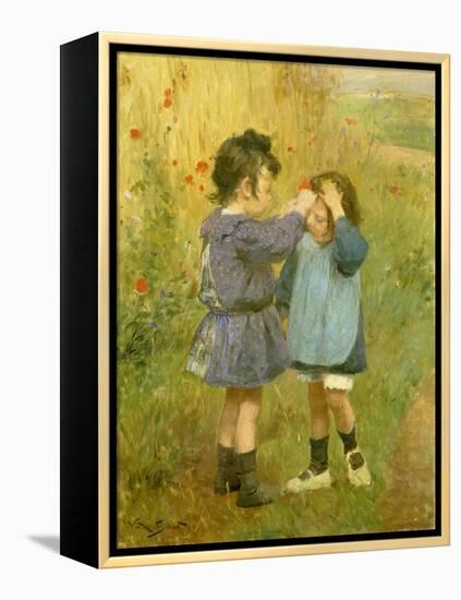 Ein Blümchen für die kleine Schwester-Victor Gabriel Gilbert-Framed Premier Image Canvas