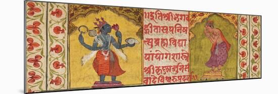 Eine illustrierte Handschrift. Krishna und Arjuna: Bhagavad Gita oder Gita Upadesam-null-Mounted Giclee Print