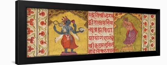 Eine illustrierte Handschrift. Krishna und Arjuna: Bhagavad Gita oder Gita Upadesam-null-Framed Giclee Print