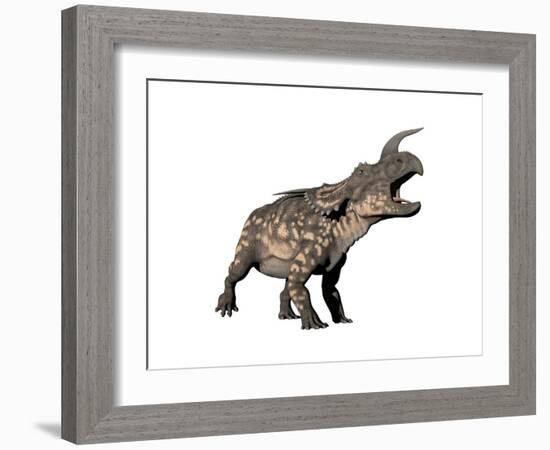 Einiosaurus Dinosaur, White Background-null-Framed Premium Giclee Print