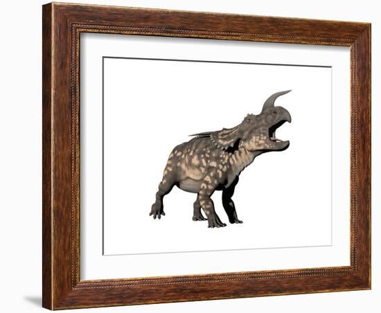 Einiosaurus Dinosaur, White Background-null-Framed Art Print