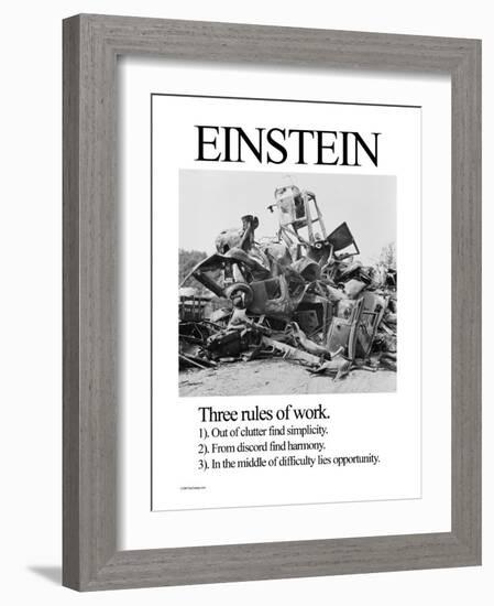 Einstein; Three Rules of Work-Wilbur Pierce-Framed Premium Giclee Print