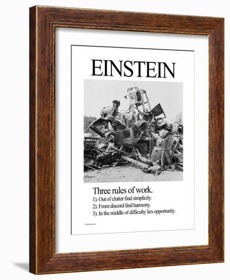 Einstein; Three Rules of Work-Wilbur Pierce-Framed Premium Giclee Print