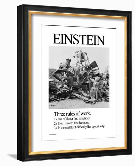 Einstein; Three Rules of Work-Wilbur Pierce-Framed Premium Giclee Print