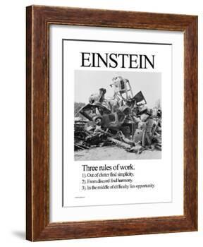 Einstein; Three Rules of Work-Wilbur Pierce-Framed Art Print