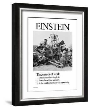 Einstein; Three Rules of Work-Wilbur Pierce-Framed Art Print