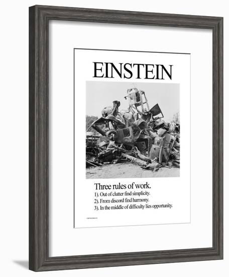 Einstein; Three Rules of Work-Wilbur Pierce-Framed Art Print