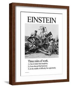 Einstein; Three Rules of Work-Wilbur Pierce-Framed Art Print