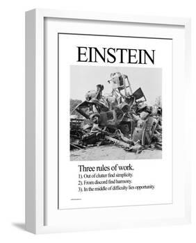 Einstein; Three Rules of Work-Wilbur Pierce-Framed Art Print