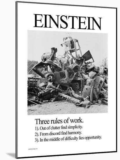 Einstein; Three Rules of Work-Wilbur Pierce-Mounted Art Print