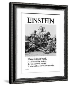 Einstein; Three Rules of Work-Wilbur Pierce-Framed Art Print