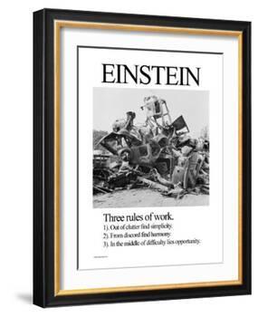 Einstein; Three Rules of Work-Wilbur Pierce-Framed Art Print