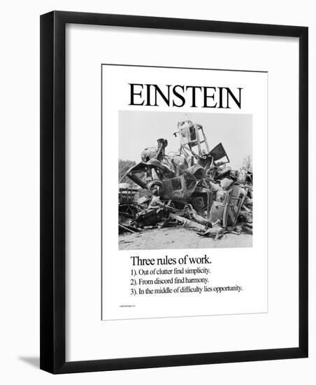 Einstein; Three Rules of Work-Wilbur Pierce-Framed Art Print