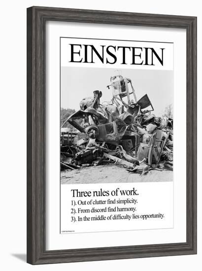 Einstein; Three Rules of Work-Wilbur Pierce-Framed Art Print