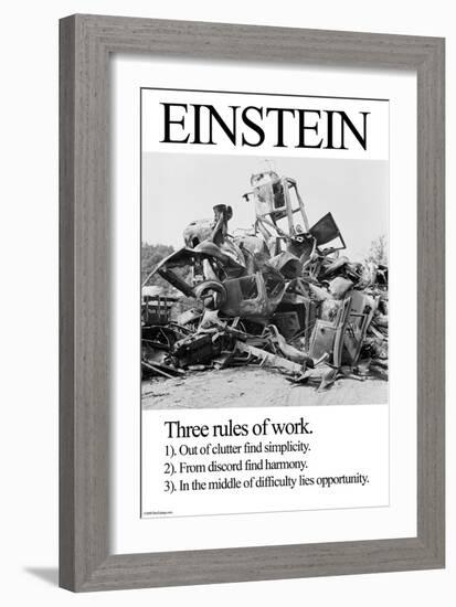 Einstein; Three Rules of Work-Wilbur Pierce-Framed Art Print