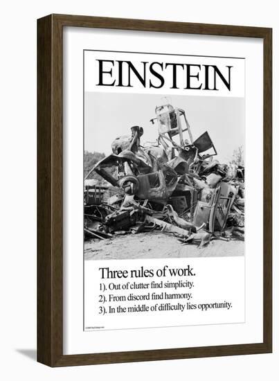 Einstein; Three Rules of Work-Wilbur Pierce-Framed Art Print