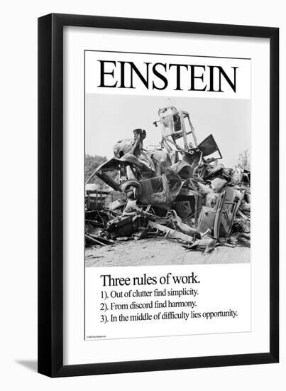 Einstein; Three Rules of Work-Wilbur Pierce-Framed Art Print