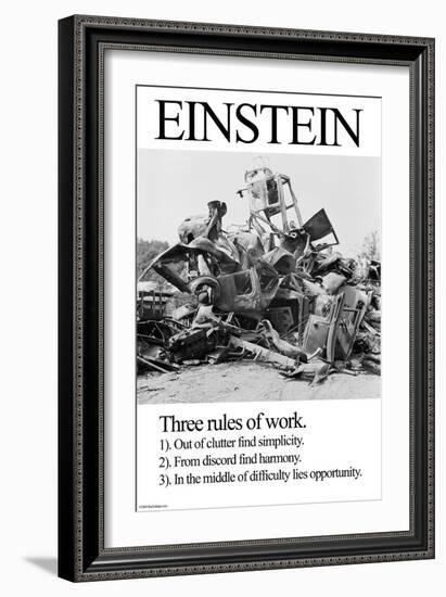 Einstein; Three Rules of Work-Wilbur Pierce-Framed Art Print