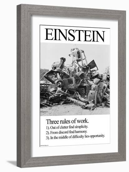 Einstein; Three Rules of Work-Wilbur Pierce-Framed Premium Giclee Print