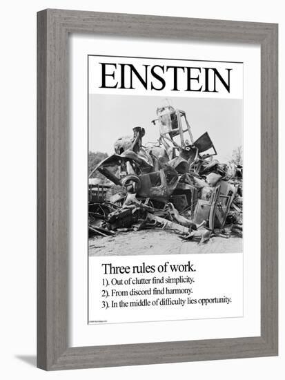 Einstein; Three Rules of Work-Wilbur Pierce-Framed Art Print