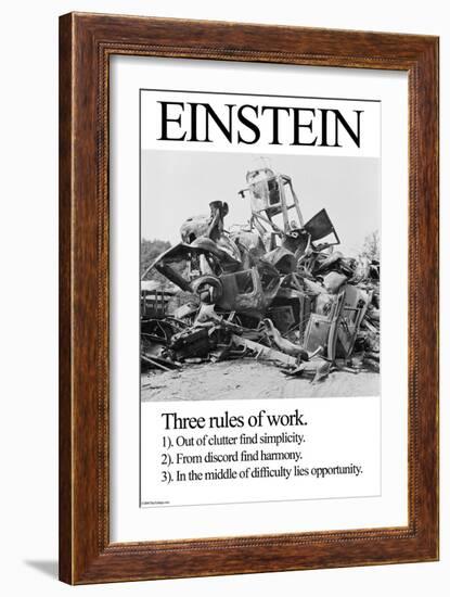 Einstein; Three Rules of Work-Wilbur Pierce-Framed Art Print