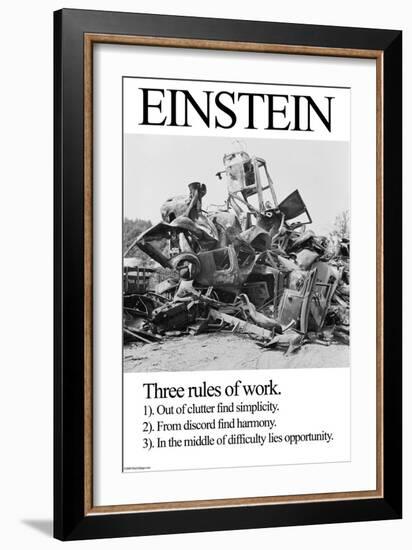 Einstein; Three Rules of Work-Wilbur Pierce-Framed Art Print