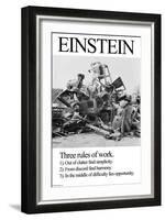 Einstein; Three Rules of Work-Wilbur Pierce-Framed Art Print