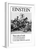 Einstein; Three Rules of Work-Wilbur Pierce-Framed Art Print