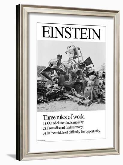 Einstein; Three Rules of Work-Wilbur Pierce-Framed Art Print