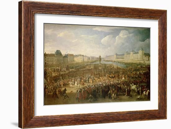 Einzug Louis XIII. auf der Pont-Neuf in Paris-Adam Frans van der Meulen-Framed Giclee Print